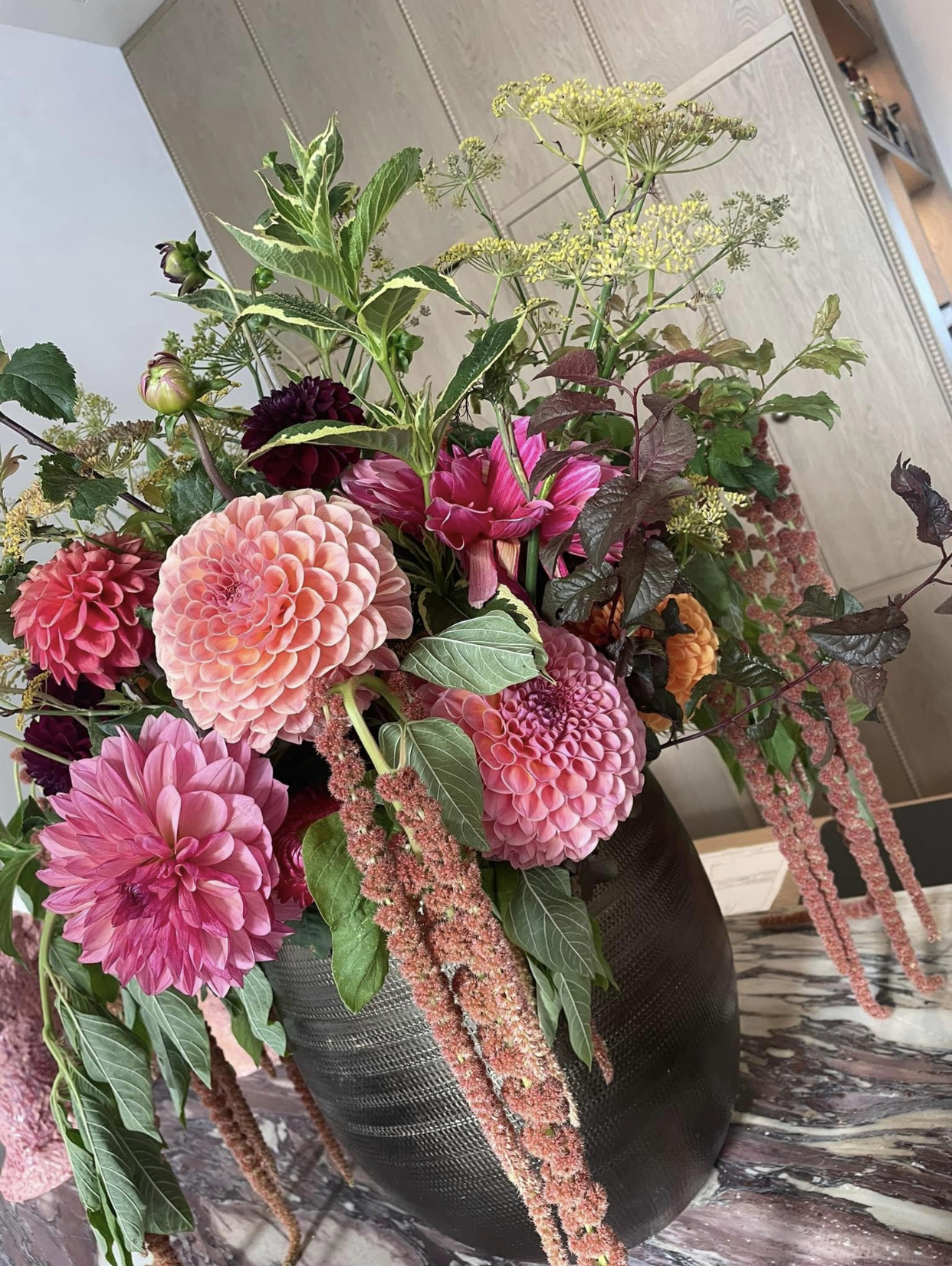 Field to vase bucket arrangement